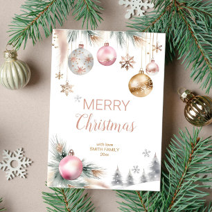 Cartes Pour Fêtes Annuelles Joyeux boho de Noël baubles métalliques aquarelle