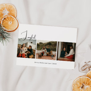 Cartes Pour Fêtes Annuelles Joyeux Boho moderne Trois photos Noël