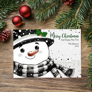 Cartes Pour Fêtes Annuelles Joyeux Bonhomme de Neige à l'Aquarelle Noël