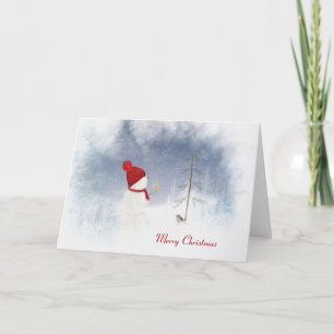 Cartes Pour Fêtes Annuelles Joyeux bonhomme de neige de Noël avec étoile