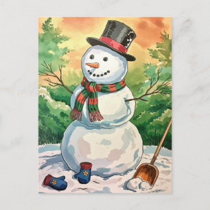 Cartes Pour Fêtes Annuelles Joyeux bonhomme de neige moderne tendance