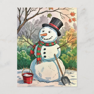 Cartes Pour Fêtes Annuelles Joyeux bonhomme de neige moderne tendance