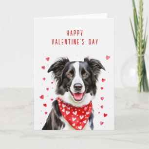 Cartes Pour Fêtes Annuelles Joyeux Border Collie lit un bandana coeur de la Sa