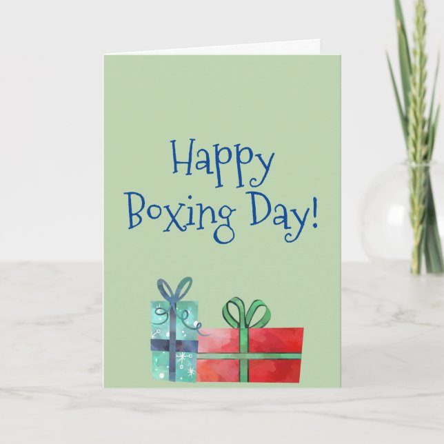 Cartes Pour Fêtes Annuelles Joyeux Boxing Day Holiday présente des cadeaux (Devant)