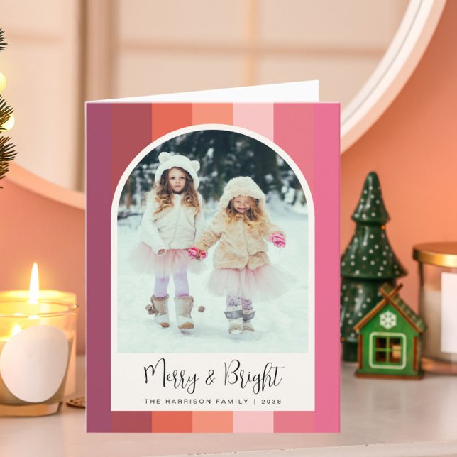 Cartes Pour Fêtes Annuelles Joyeux Bright Arche Photo Pink Noël (Créateur téléchargé)