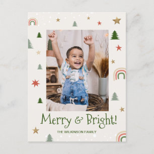 Cartes Pour Fêtes Annuelles Joyeux Bright Cute moderne Photo de famille Noël