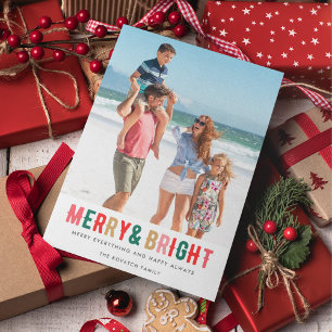 Cartes Pour Fêtes Annuelles Joyeux Bright Family Photo Budget Noël