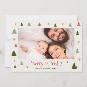 Cartes Pour Fêtes Annuelles Joyeux Bright Moderne Photo de famille Scandi Noël