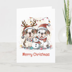 Cartes Pour Fêtes Annuelles Joyeux Buldogs anglais de Noël