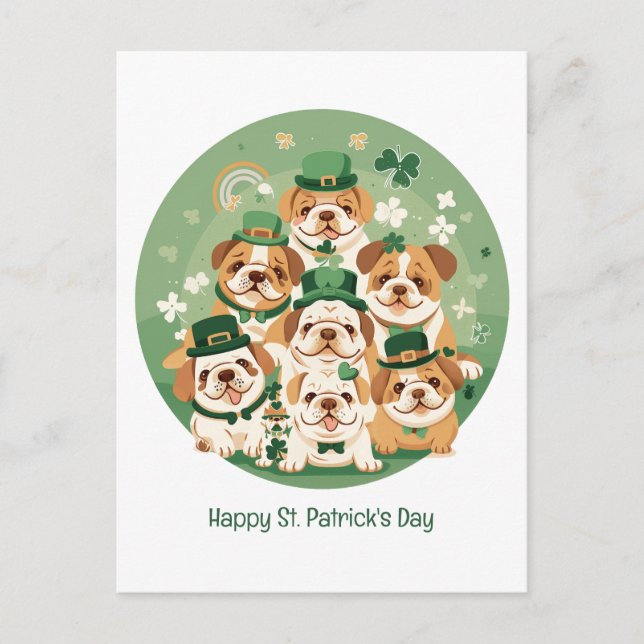 Cartes Pour Fêtes Annuelles Joyeux Bulldogs anglais de la Saint-Patrick (Devant)