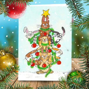 Cartes Pour Fêtes Annuelles Joyeux Bunnies de Noël