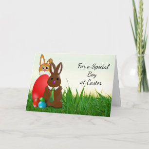 Cartes Pour Fêtes Annuelles Joyeux Bunny Boy au chocolat de Pâques