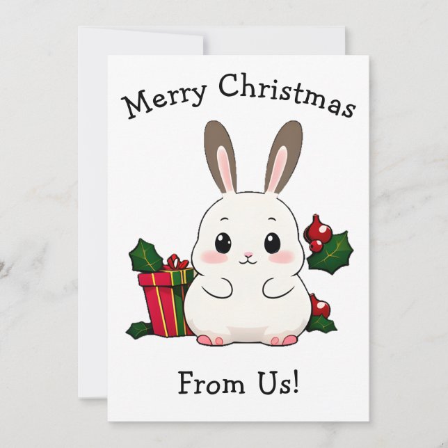Cartes Pour Fêtes Annuelles Joyeux Bunny de Noël One (Devant)
