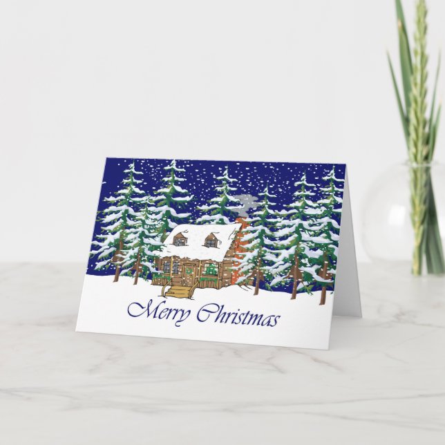 Cartes Pour Fêtes Annuelles Joyeux Cabine de Noël (Devant)