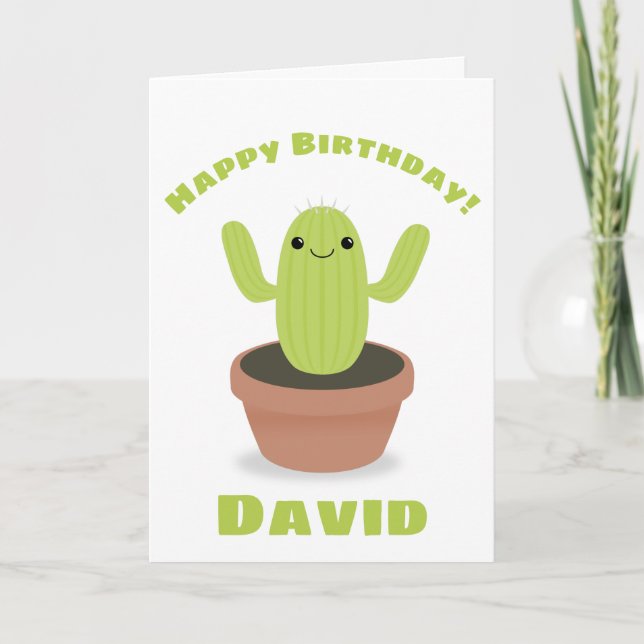 Cartes Pour Fêtes Annuelles Joyeux Cactus d'anniversaire (Devant)