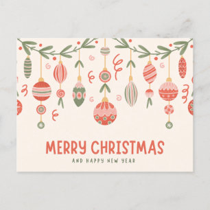 Cartes Pour Fêtes Annuelles Joyeux cadeau de Noël à l'aquarelle ornements