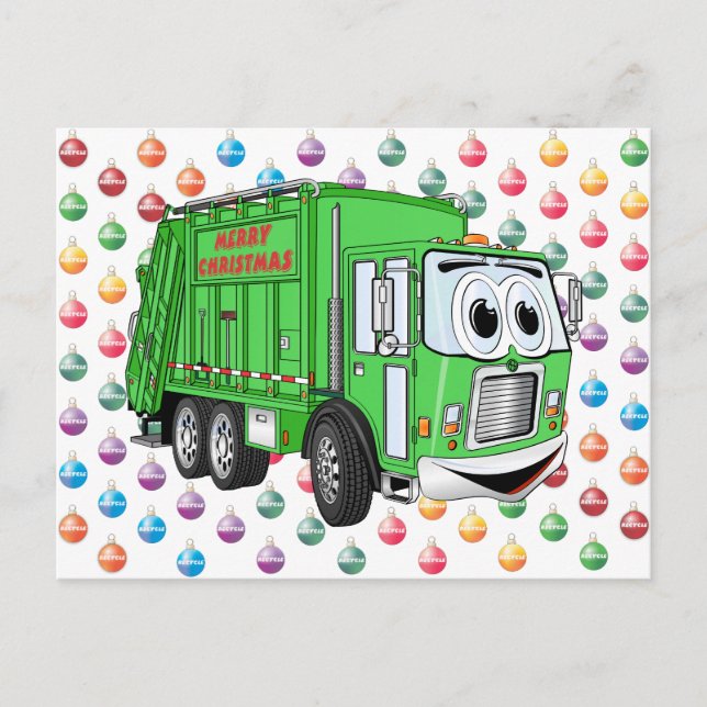 Cartes Pour Fêtes Annuelles Joyeux camion à ordures de Noël (Devant)