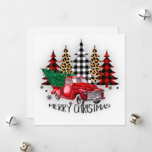 Cartes Pour Fêtes Annuelles Joyeux camion de Noël et arbres Noël