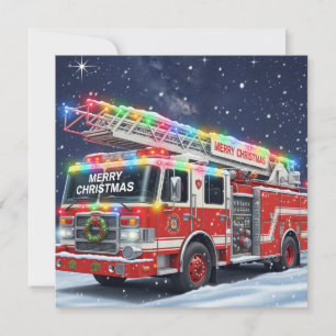Cartes Pour Fêtes Annuelles Joyeux camion feu décoré Noël