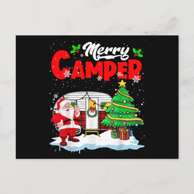 Cartes Pour Fêtes Annuelles Joyeux Camper Noël Père Noël Camper Camper Camping (Devant)