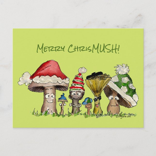 Cartes Pour Fêtes Annuelles Joyeux caricature ChrisMUSH pour champignons de No (Devant)
