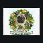 Cartes Pour Fêtes Annuelles Joyeux Carlin de Noël<br><div class="desc">Célébrez Noël avec l'une de vos races préférées de chiens ! Fabrique une grande farce de bas pour la famille et les amis!</div>