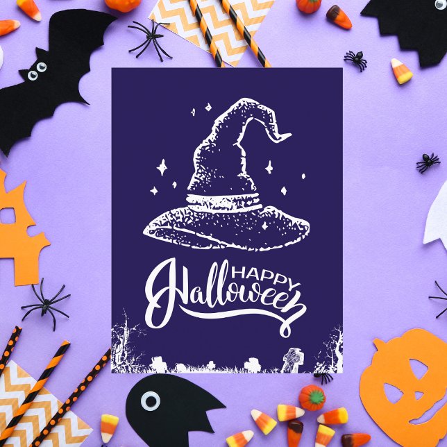 Cartes Pour Fêtes Annuelles Joyeux Casquette de sorcière Halloween et cimetièr (Créateur téléchargé)