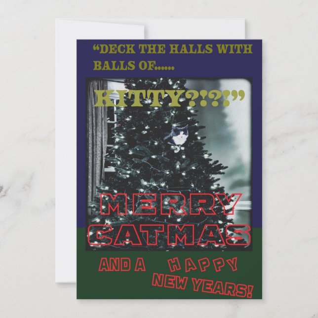 Cartes Pour Fêtes Annuelles Joyeux Cat Noël  (Devant)