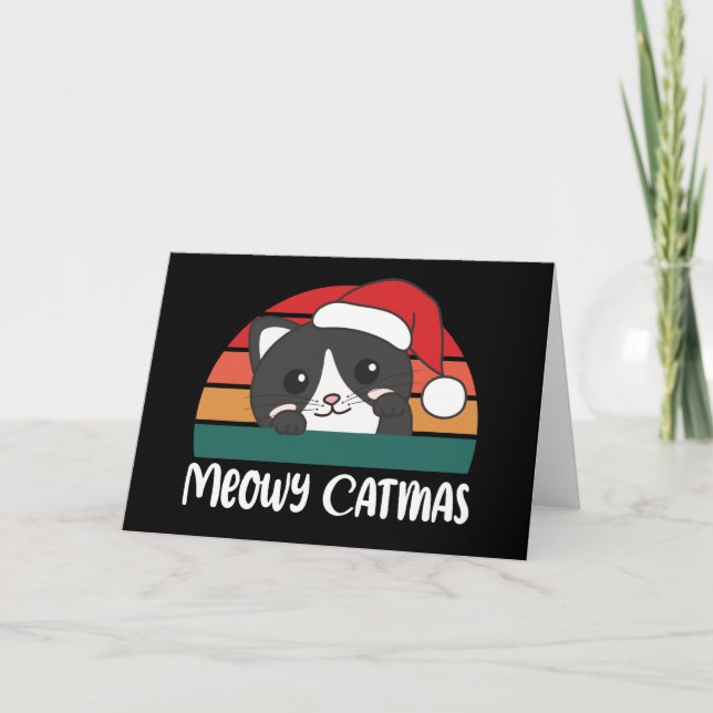 Cartes Pour Fêtes Annuelles Joyeux Cat Noël Pun Funny Cat Christmas (Devant)
