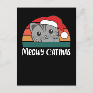 Cartes Pour Fêtes Annuelles Joyeux Catmas Drôle de Chat de Noël Pun
