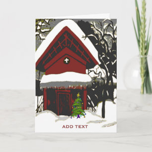 Cartes Pour Fêtes Annuelles Joyeux chalet de Noël en neige