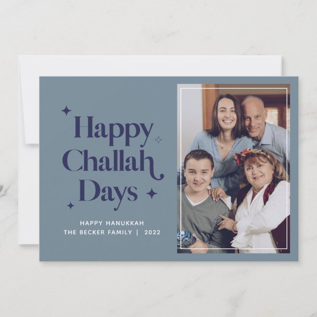 Cartes Pour Fêtes Annuelles Joyeux Challah Days Hanukkah Photo de Famille  Fêt (Devant)