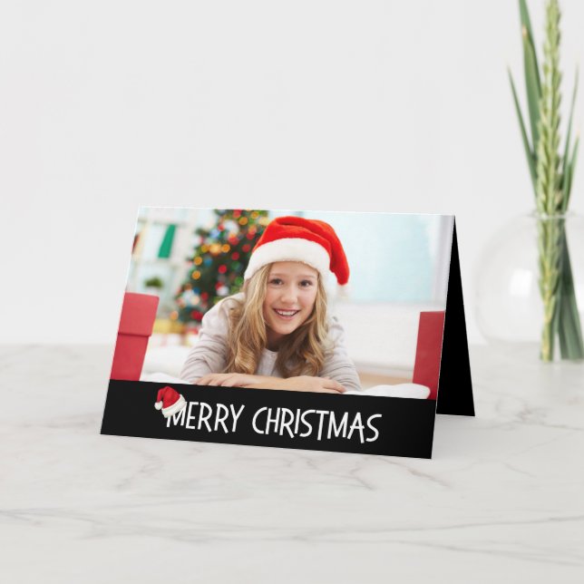 Cartes Pour Fêtes Annuelles Joyeux chapeau de Noël sur photo personnalisée noi (Devant)