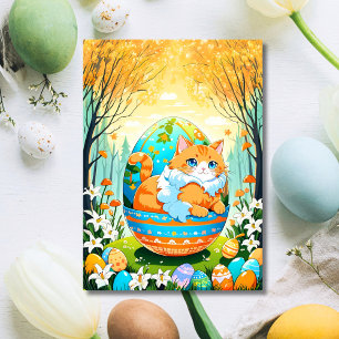 Cartes Pour Fêtes Annuelles Joyeux chat Anime de Pâques