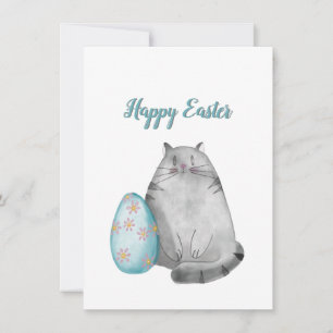 Cartes Pour Fêtes Annuelles Joyeux chat aquarelle de Pâques