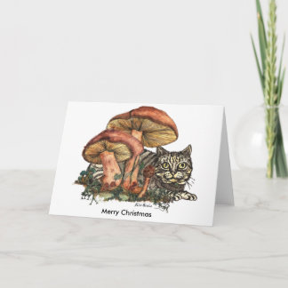 Cartes Pour Fêtes Annuelles Joyeux chat de champignons de Noël