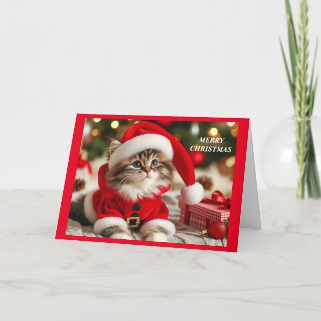 Cartes Pour Fêtes Annuelles Joyeux chat de Noël (Devant)