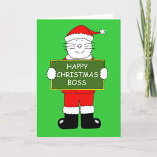 Cartes Pour Fêtes Annuelles Joyeux chat de Noël en tenue Père Noël