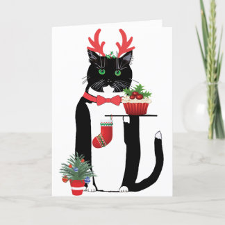 Cartes Pour Fêtes Annuelles Joyeux Chat de vacances de Noël