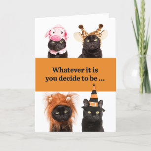Cartes Pour Fêtes Annuelles 	Joyeux chat d'Halloween en costumes Humour 