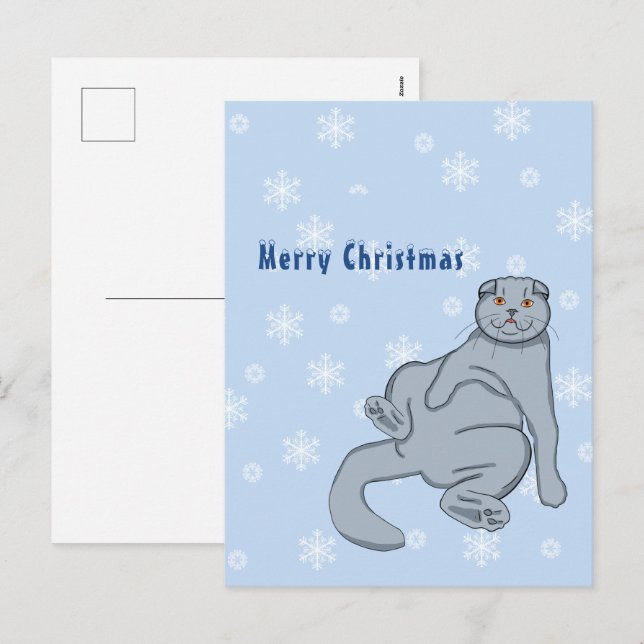 Cartes Pour Fêtes Annuelles Joyeux chat écossais de Noël (Devant / Derrière)