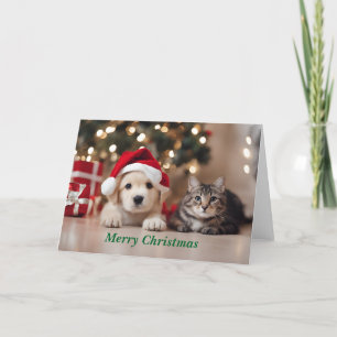 Cartes Pour Fêtes Annuelles Joyeux chat et chien de Noël