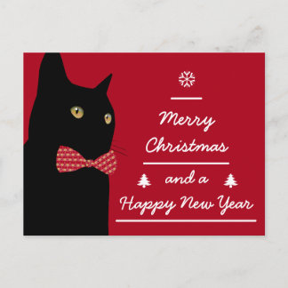 Cartes Pour Fêtes Annuelles Joyeux chat noir Noël