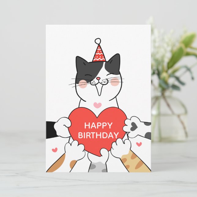 Cartes Pour Fêtes Annuelles Joyeux chats mignons d'anniversaire (Debout devant)