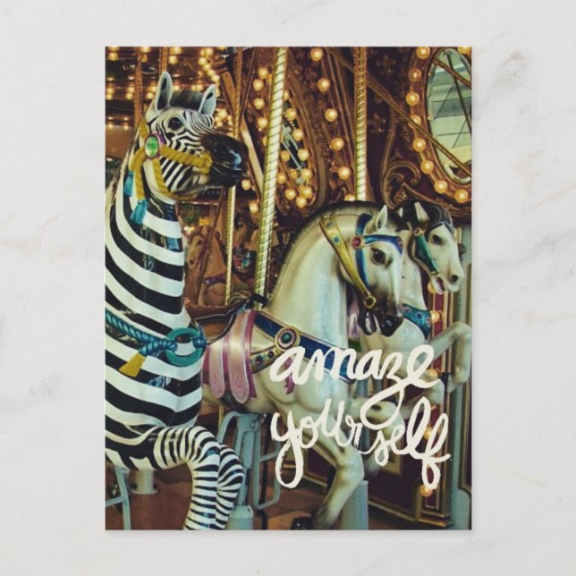 Cartes Pour Fêtes Annuelles Joyeux Cheval et Zebra Vous émerveiller Inspiratio (Devant)