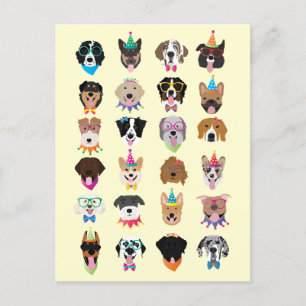 Cartes Pour Fêtes Annuelles Joyeux Chien d'Anniversaire Face À Des Animaux Vai