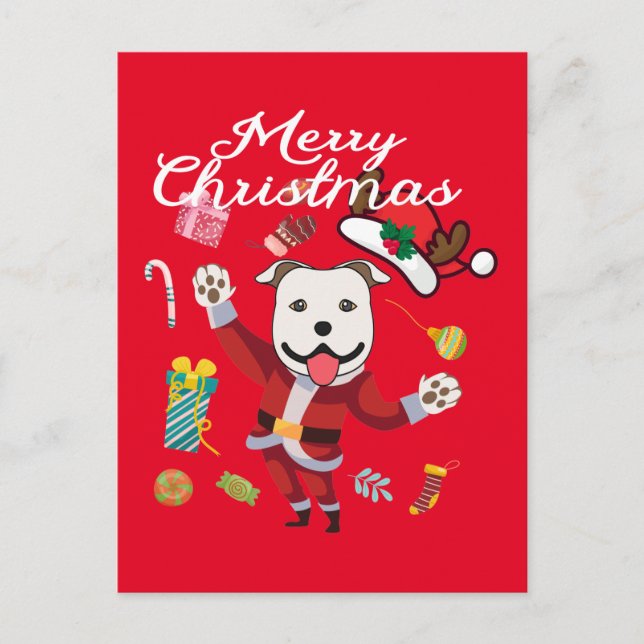 Cartes Pour Fêtes Annuelles Joyeux chien de danse de Noël drôle (Devant)