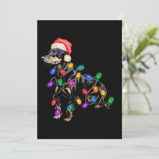 Cartes Pour Fêtes Annuelles Joyeux chien de Noël en pleine lumière (Debout devant)