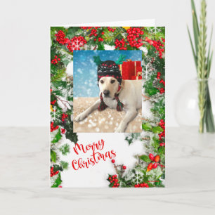 Cartes Pour Fêtes Annuelles Joyeux chien de Noël mignon avec Antlers Personnal