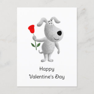 Cartes Pour Fêtes Annuelles Joyeux Chien de Rose Rouge de Saint Valentin
